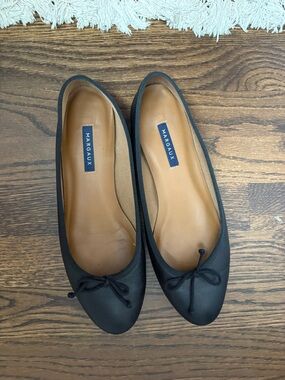 Margaux Women's Black Leather Ballet Flats 41 1/2